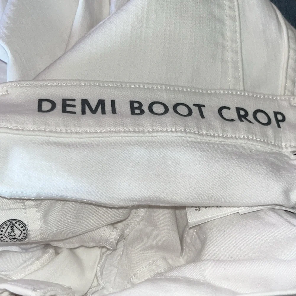 J. Crew white 9” Billie demi boot crop jeans with frayed hem size 28 - Picture 7 of 9